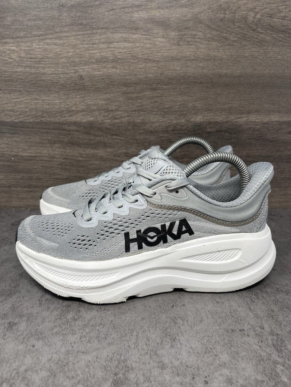 HOKA Bondi 9 Galactic Grey Stellar Grey Size 6.5 Mens Running Shoes 1162011